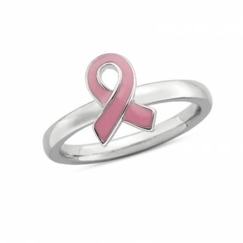Детское кольцо из серебра с розовой эмалью