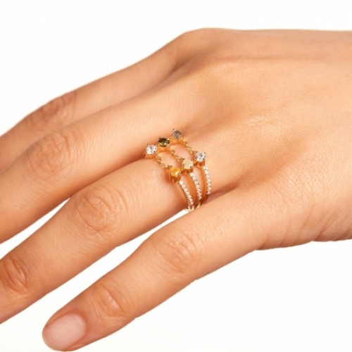 Женское кольцо из серебра 925 пробы с Swarovski Zirconia и лабрадоритом
