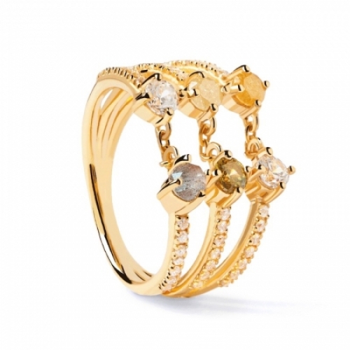 Женское кольцо из серебра 925 пробы с Swarovski Zirconia и лабрадоритом