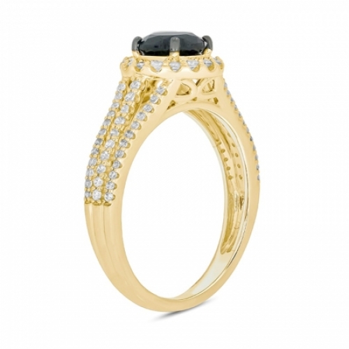 Женское кольцо из желтого золота 585 пробы с сапфиром и бриллиантами