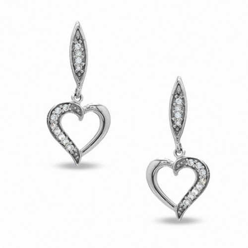 Серьги висячие из белого золота 585 пробы с бриллиантом