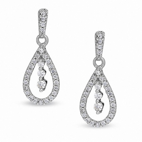 Серьги висячие из белого золота 585 пробы с бриллиантом