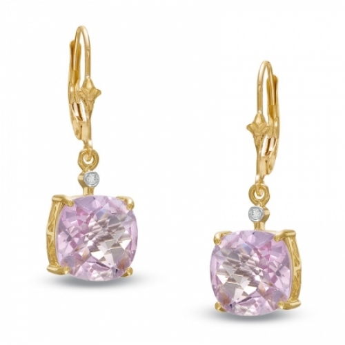 Серьги висячие из желтого золота 585 пробы с кварцем