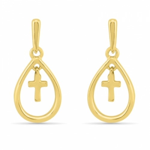 Серьги висячие из желтого золота 585 пробы