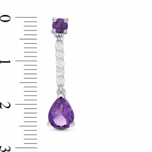 Серьги из серебра с аметистом и белым сапфиром