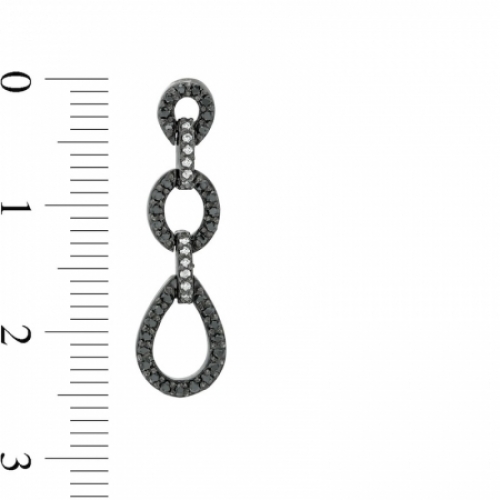 Серьги из серебра с черными и белыми бриллиантами