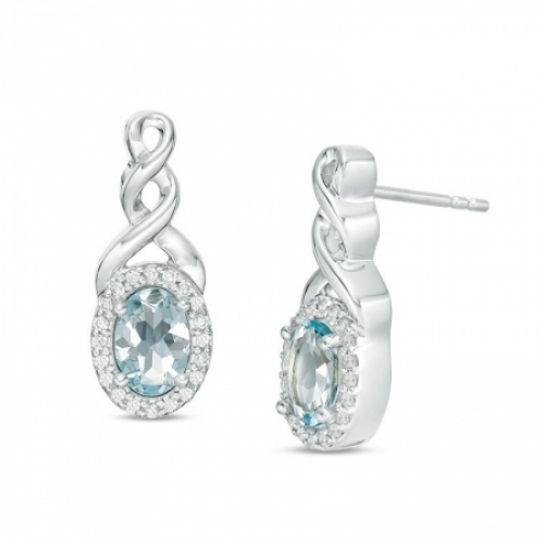 Серьги из серебра с аквамарином и бриллиантом