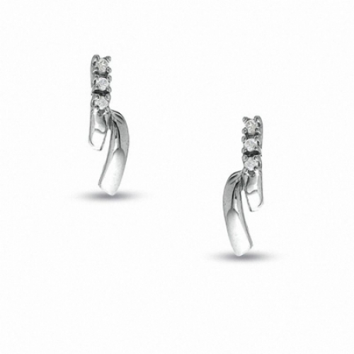 Серьги из белого золота 585 пробы с бриллиантом