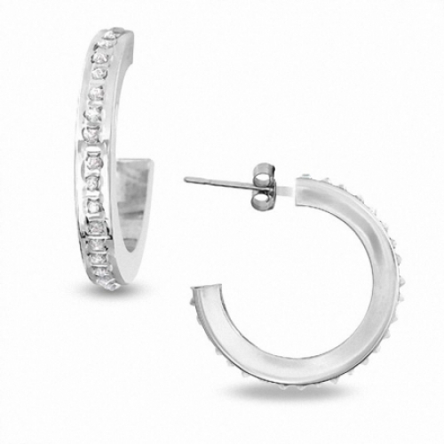 Серьги из белого золота 585 пробы с бриллиантом