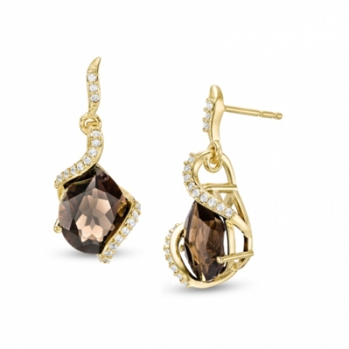 Серьги из серебра 925 пробы с кварцем и белым сапфиром