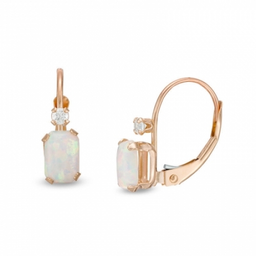 Серьги из желтого золота 585 пробы с опалом и Swarovski Zirconia