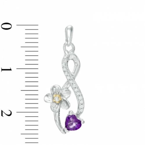 Серьги из серебра 925 пробы с аметистом и бриллиантом