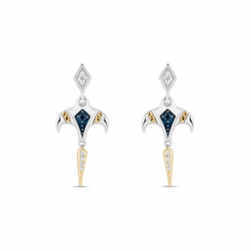 Серьги из серебра 925 пробы с сапфиром и бриллиантами