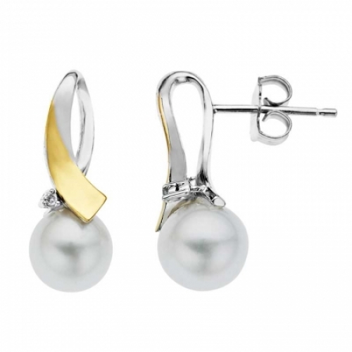 Серьги из серебра 925 пробы с белым жемчугом