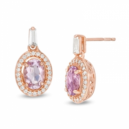 Серьги из серебра 925 пробы с аметистом и белым сапфиром
