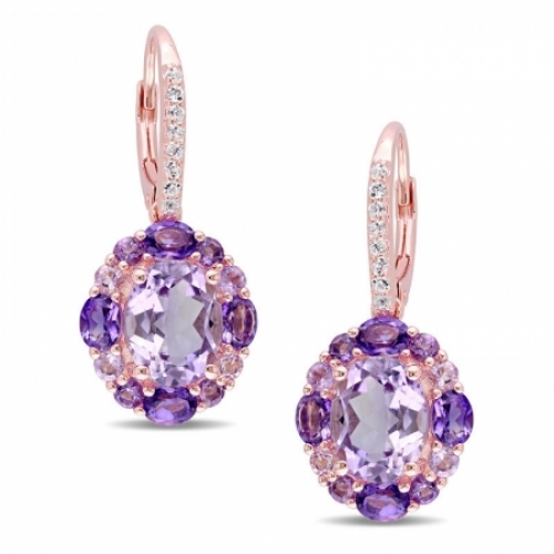 Серьги из серебра 925 пробы с аметистом и белым сапфиром