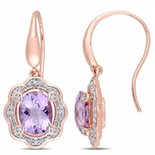 Серьги из серебра 925 пробы с аметистом и бриллиантом