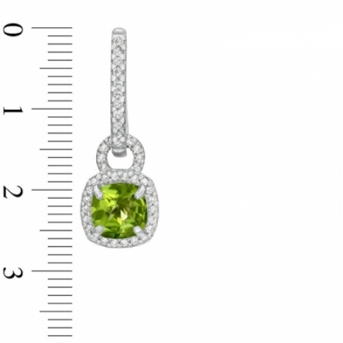 Серьги из серебра с перидотом и белым сапфиром