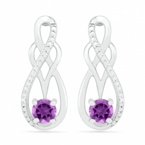 Серьги из серебра с аметистом и бриллиантом