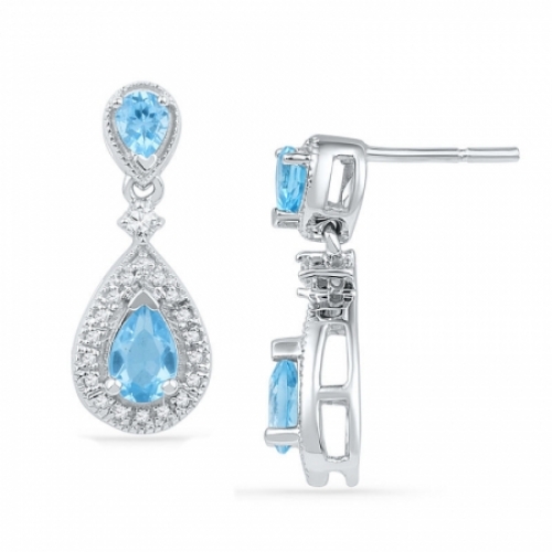 Серьги из серебра с топазом и бриллиантами