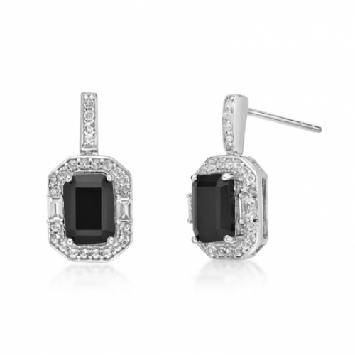 Серьги из серебра с ониксом и топазами