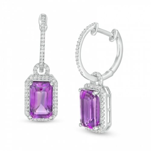 Серьги из серебра с аметистом и топазами
