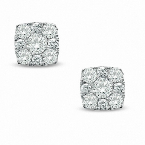 Серьги-гвоздики из белого золота 585 пробы с бриллиантом