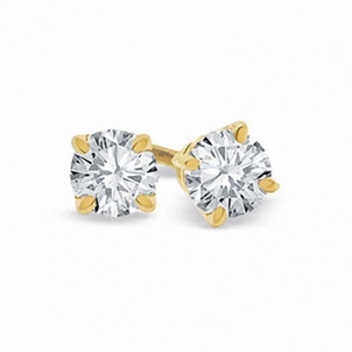 Серьги-гвоздики из желтого золота 750 пробы с бриллиантом