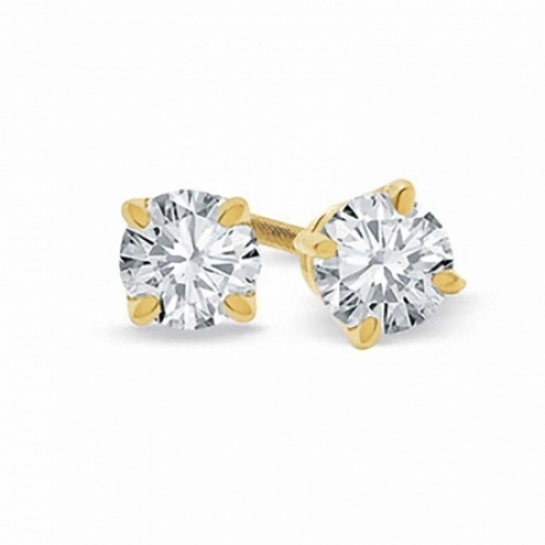 Серьги-гвоздики из желтого золота 750 пробы с бриллиантом