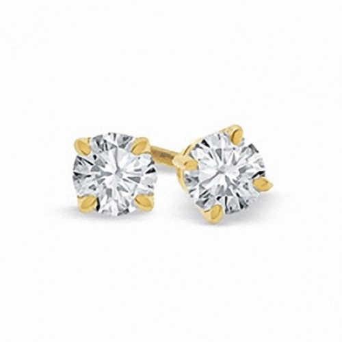Серьги-гвоздики из желтого золота 750 пробы с бриллиантом