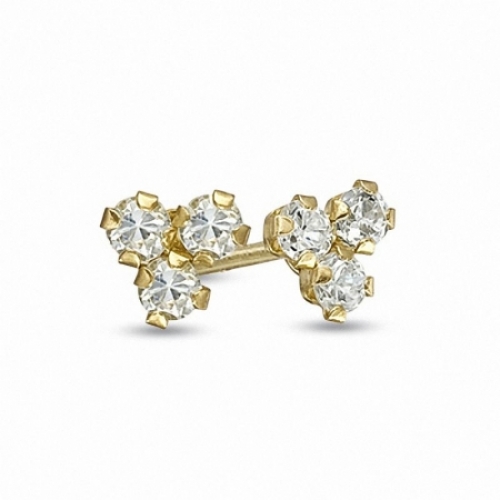 Серьги-гвоздики из желтого золота 585 пробы с кристалом