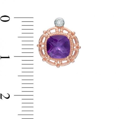 Серьги-гвоздики из красного золота 585 пробы с аметистом