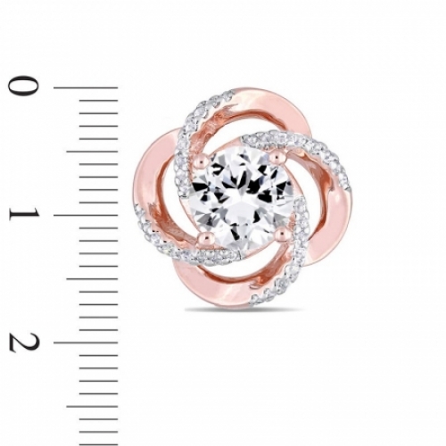 Серьги-гвоздики из серебра 925 пробы с белым топазом