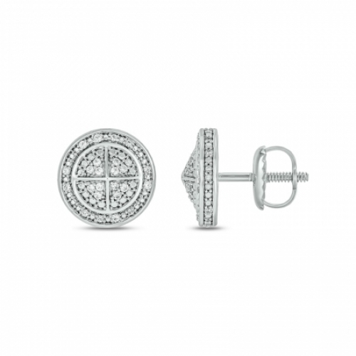 Серьги-гвоздики из серебра с бриллиантом