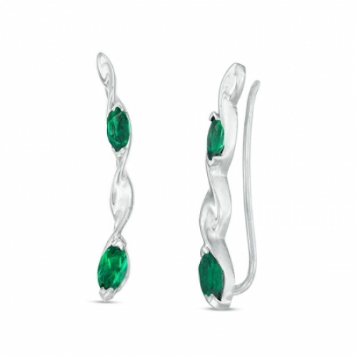 Серьги из серебра с изумрудом