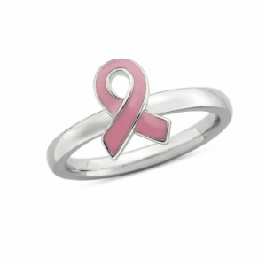Детское кольцо из серебра с розовой эмалью