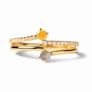 Женское кольцо из серебра 925 пробы с Swarovski Zirconia и лабрадоритом