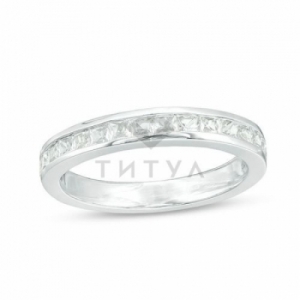 Обручальное кольцо из серебра с белым сапфиром