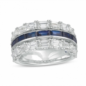 Обручальное кольцо "Путь к алтарю" с бриллиантами и сапфиром