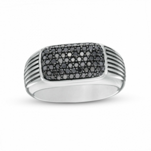 Мужское кольцо из серебра 925 пробы с черным бриллиантом