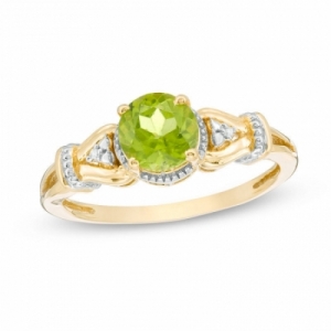 Женское кольцо из серебра 925 пробы с перидотом и бриллиантами