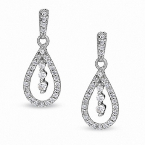 Серьги висячие из белого золота 585 пробы с бриллиантом