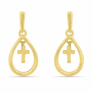 Серьги висячие из желтого золота 585 пробы