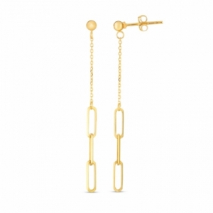 Серьги висячие из желтого золота 585 пробы