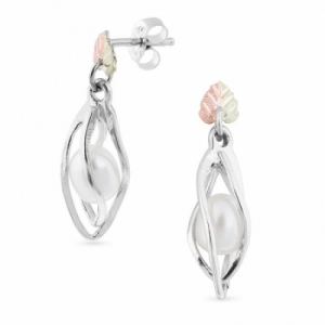 Серьги из серебра 925 пробы с белым жемчугом