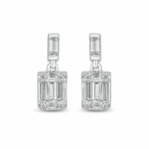 Серьги из белого золота 585 пробы с бриллиантом