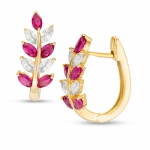 Серьги из серебра 925 пробы с рубином и белым сапфиром