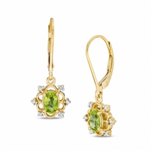 Серьги из серебра 925 пробы с перидотом и бриллиантами