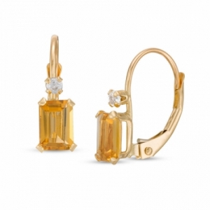 Серьги из желтого золота 585 пробы с цитрином и Swarovski Zirconia