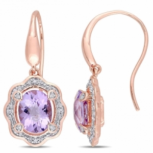 Серьги из серебра 925 пробы с аметистом и бриллиантом